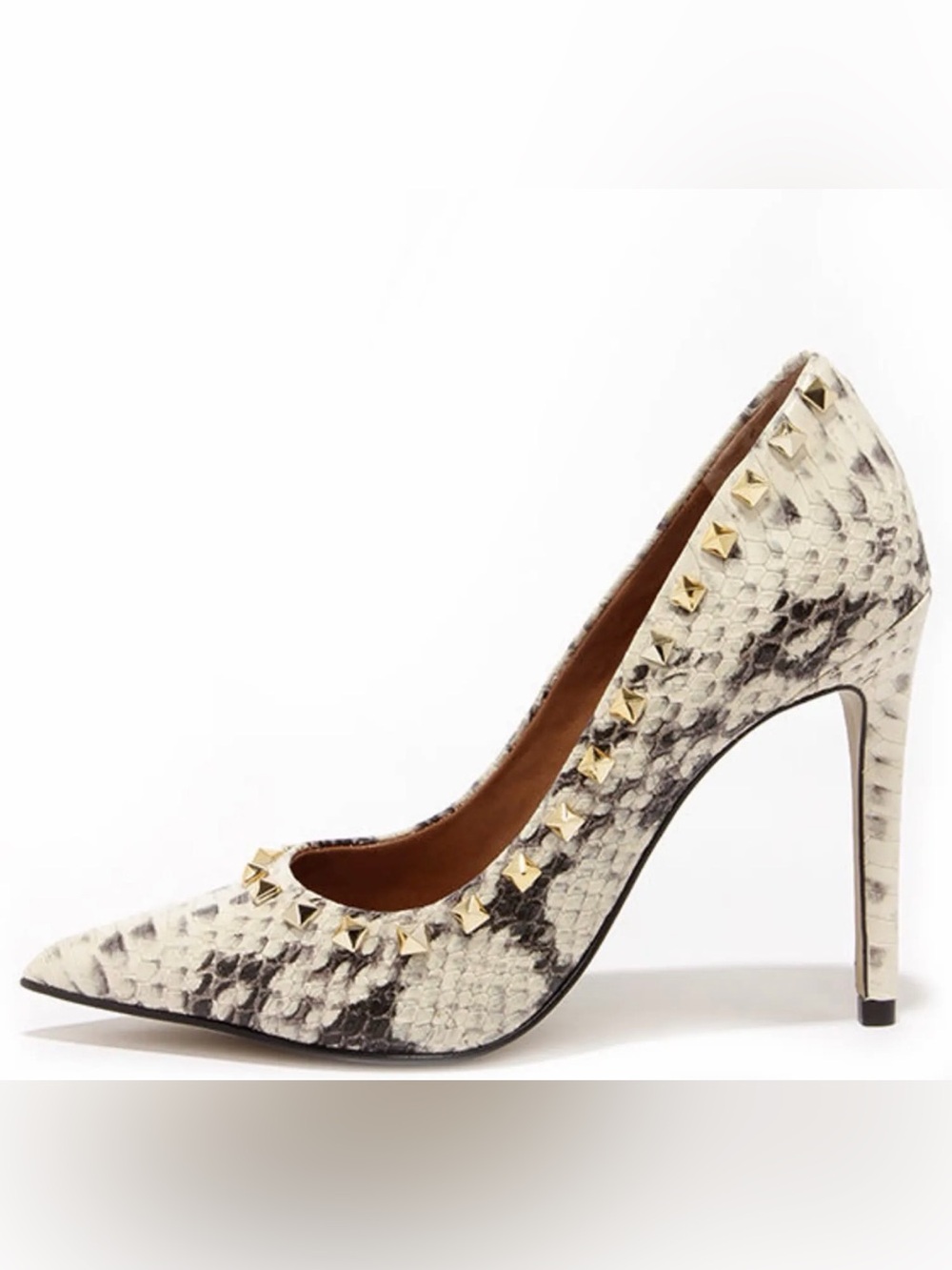 Steve Madden Proto Natural Snake and Gold Studded Pumps 9.5